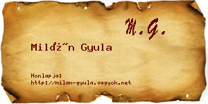 Milán Gyula névjegykártya