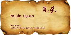 Milán Gyula névjegykártya